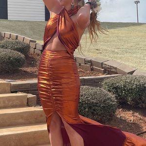 Copper maxi dress